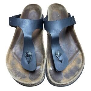 Birkenstock Gizeh Matte Black Thong Sandals Size EU 39 Slip On Buckle Comfort